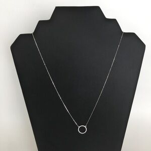 Women’s Sterling Silver Necklace Round Cubic Zirconia Pendant Dainty NEW NWT 18”